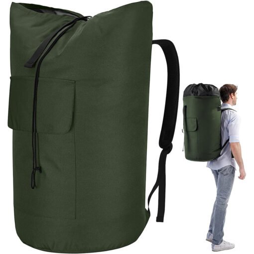 Large Capacity Dirty Clothes Carrier Hanging Laundry Backpack Buggy Bag Multifunctional - Hình ảnh 2