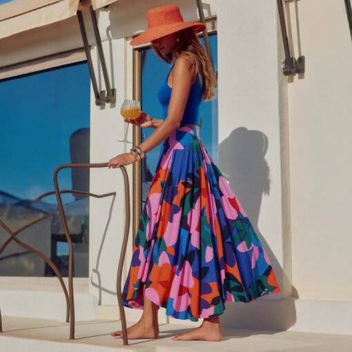 Fashion Casual Printing Bohemian Midi Skirt - Image 2