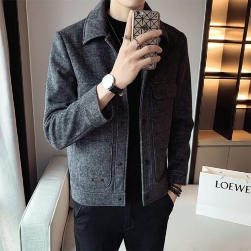 Men's Winter New Woolen Lapel Short Coat - Image 4