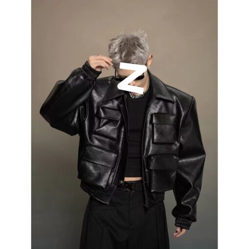 Trendy Korean Style Cutting Design Leisure Leather Jacket Top - Bild 6