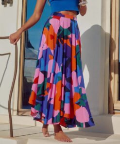 Fashion Casual Printing Bohemian Midi Skirt