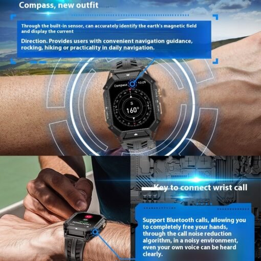 Smart Watch Bluetooth Calling Voice Assistant Gas Compass Sports Watch - Hình ảnh 7