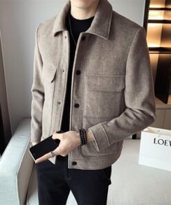 Men's Winter New Woolen Lapel Short Coat