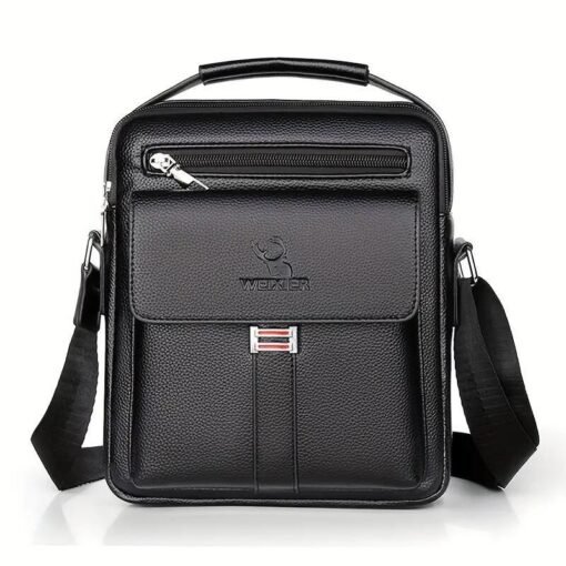 Leather Messenger Crossbody Shoulder Bag For Men Work Business Casual Adjustable Straps With  Metal Zipper - 图片 5