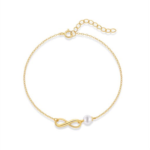 Women's Sterling Silver Glossy Eight-character Chain Pearl Bracelet - Image 5