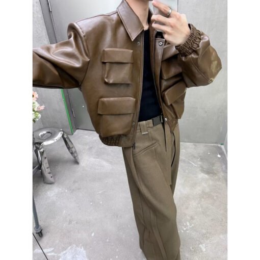 Trendy Korean Style Cutting Design Leisure Leather Jacket Top - Bild 7