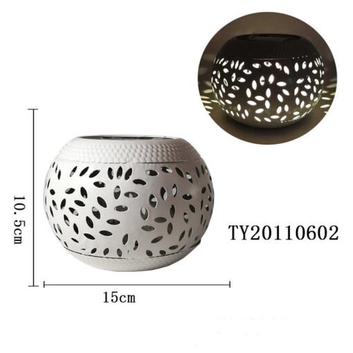 Outdoor Wrought Iron Solar Hollow Lawn Lamp Garden Ornament - Bild 5