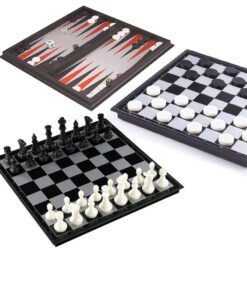Three In One Magnetic Chess Checkers Backgammon