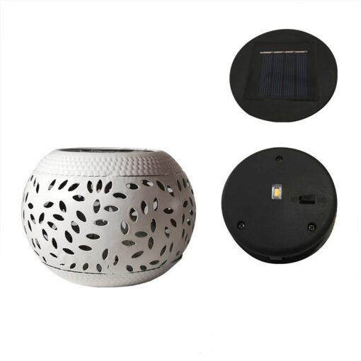 Outdoor Wrought Iron Solar Hollow Lawn Lamp Garden Ornament - Bild 6